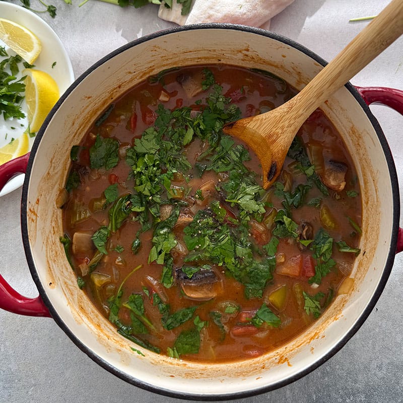 vegan etouffee mushroom recipe with parsley