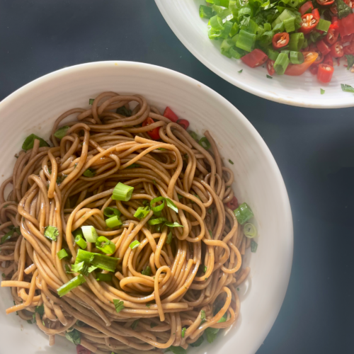 Quick spicy and tangy cold noodle ready in 15 minutes