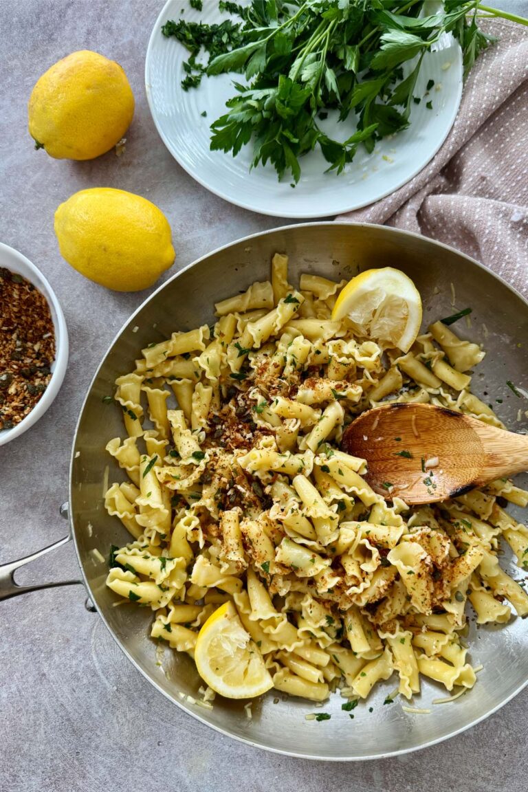 gigli pasta with lemon butter parsley and crispy capers