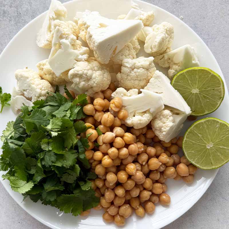 roasted pumpkin curry cauliflower and chickpeas