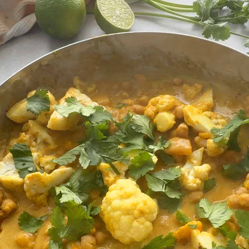 thai yellow curry with lime and cilantro