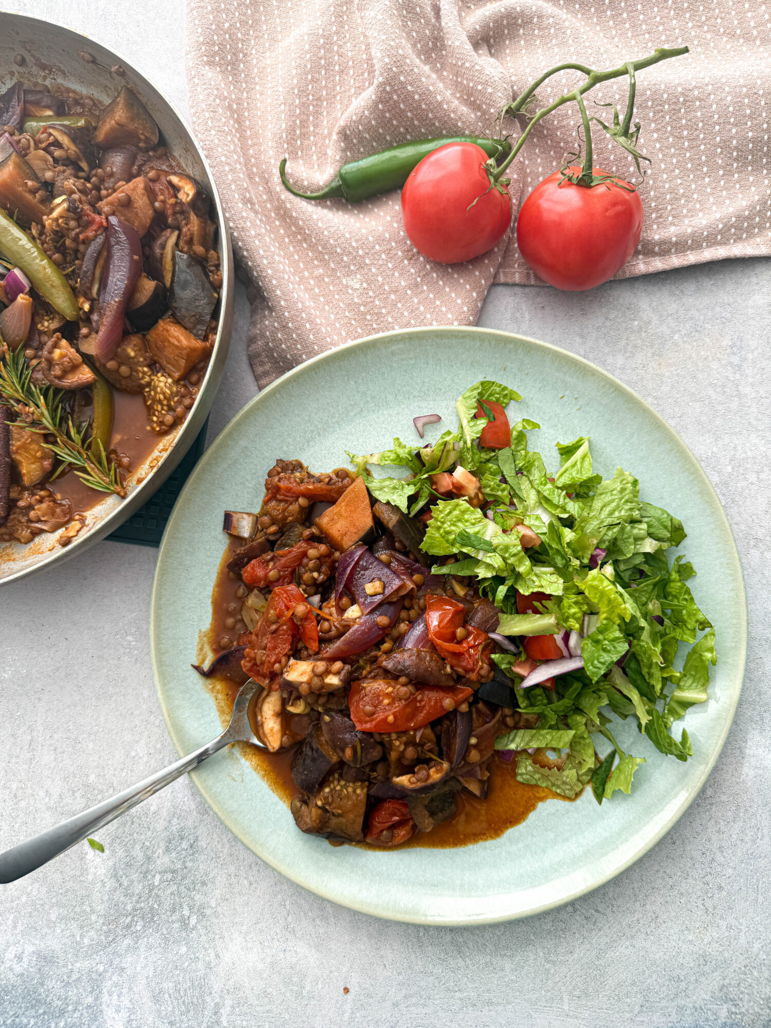 vegan ethiopian vegetable tibs with salad