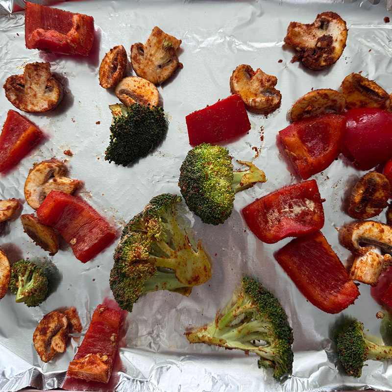 roasted vegetables for a veggie burger recipe